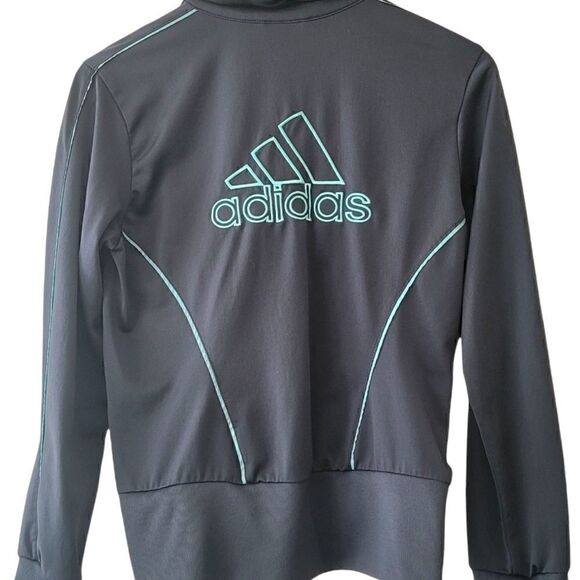 Adidas Gray Jacket with Turquoise Logo - Size Small - Picture 5 of 5